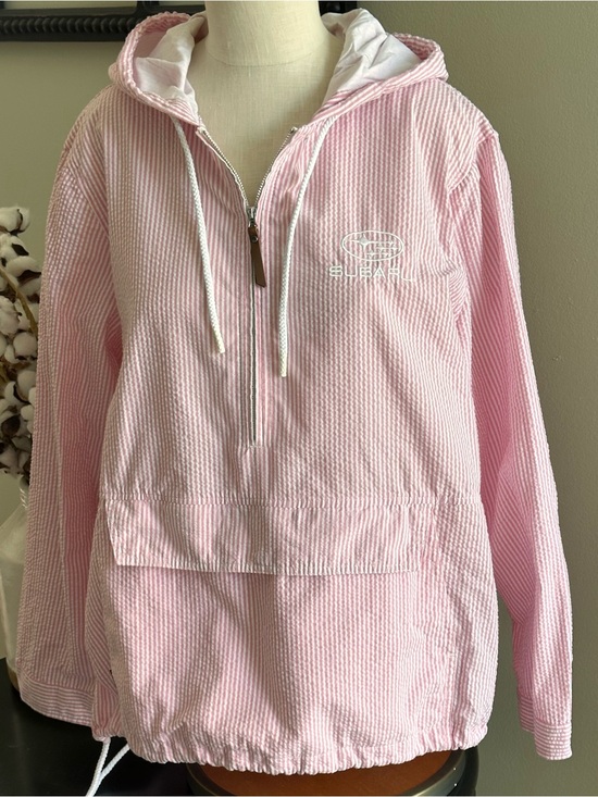 Charles River Apparel Tops - Charles River Apparel Pink and White Striped Women's Seersucker Hoodie XXL